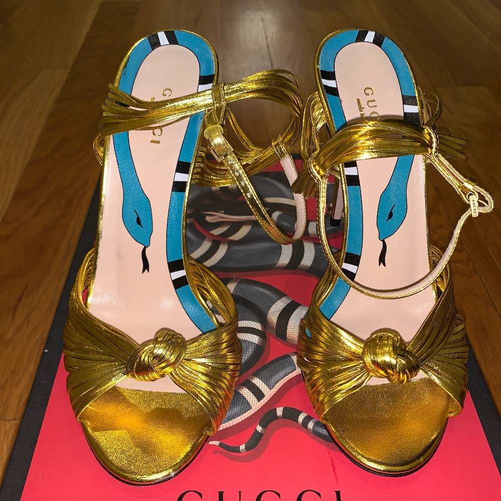 gucci gold sandals Nappa Silk Oro Vecchio 38
